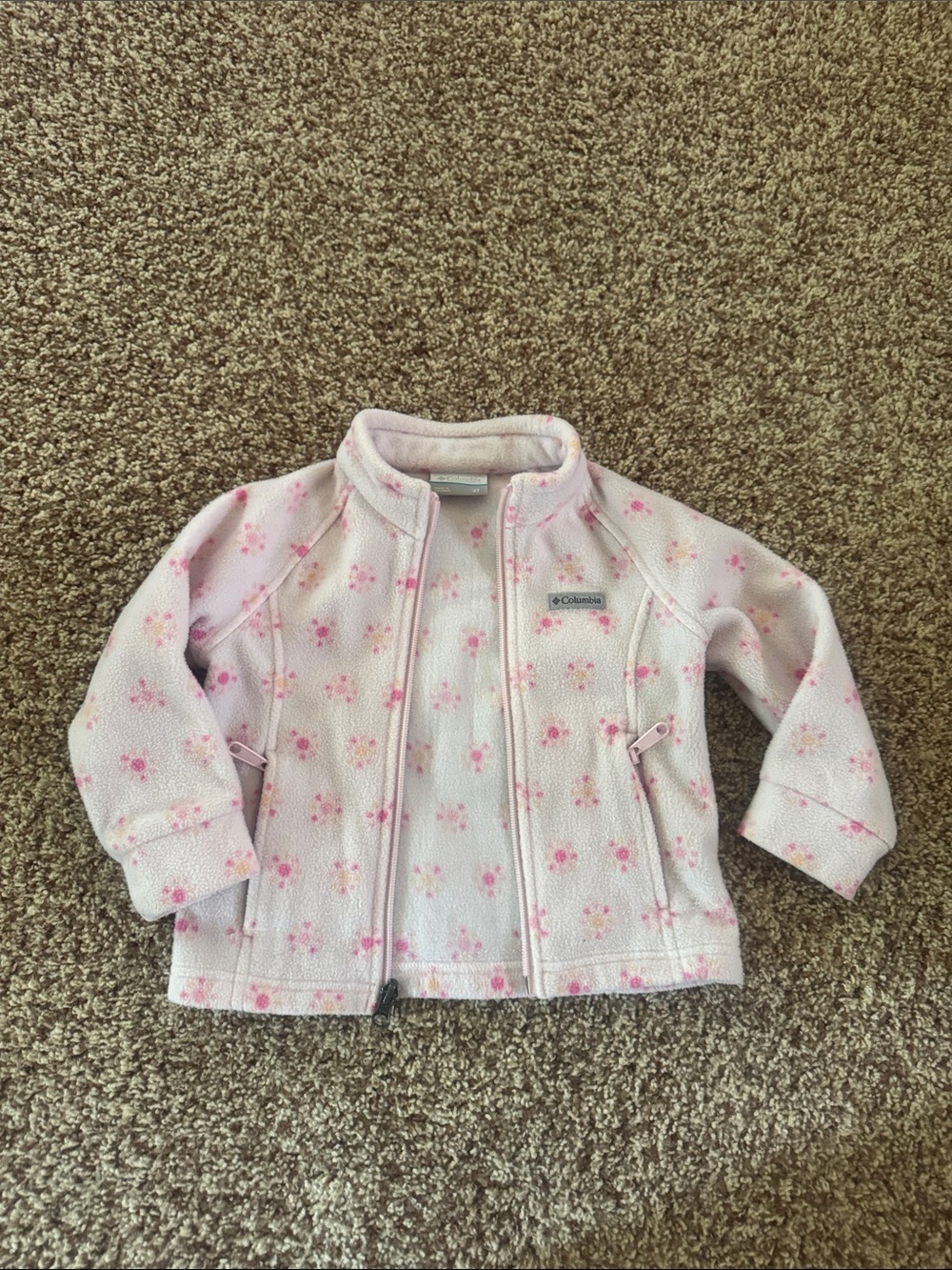 Columbia Light Pink Floral Toddler Fleece Jacket